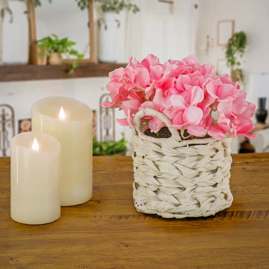 10" Hydrangea Bouquet in Natural Basket